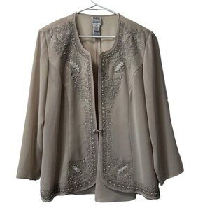 R&M Richards Blouse Women’s 20WP Embossed‎ Beaded Vintage Formal Wedding Classic
